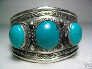 Tribal Tibet Silver Turquoise Cuff Bracelet bangle