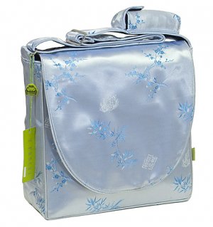 IFD34 - Silver/Skyblue Blossom & Bamboo Leaves - I Frogee Diaper Bags