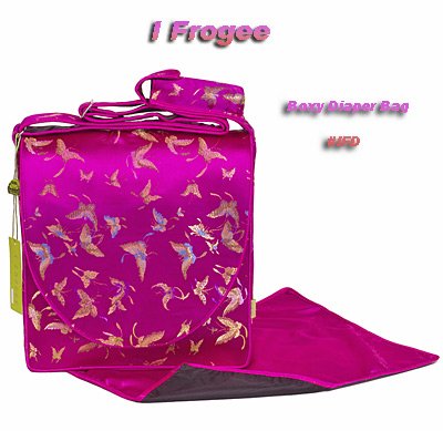 IFD35 - Hot Pink Butterfly - I Frogee Asian Brocade Diaper Bags