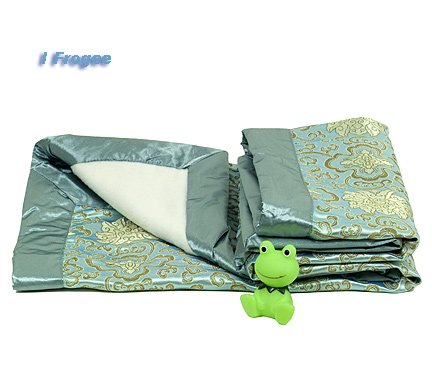 Light Blue Fortune Flower - I Frogee Brocade Baby Blankets