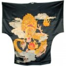 BT01 - Black Silk Big-T Gown(Dragon Caftan) For Women