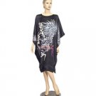 BT02 - Black Silk Big-T Gown(Dragon Caftan) For Women