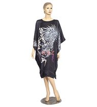 BT02 - Black Silk Big-T Gown(Dragon Caftan) For Women