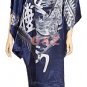 BT02 - Dark Blue Silk Big-T Gown(Dragon Caftan) For Women