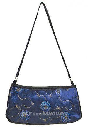 msbSHOU-EM - Sparkling Satin Brocade Evening Purse(Blue)