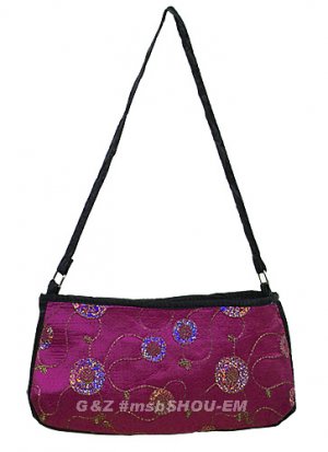 msbSHOU-EM - Sparkling Satin Brocade Evening Purse(Maroon)