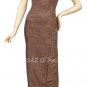 Q010 - Brown Short Sleeves Plain Color Cheongsam (QiPao) Dress