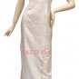 Q010 - Cream Short Sleeves Plain Color Cheongsam (QiPao) Dress