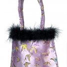 FHB2 - Light Purple Satin Handbag w/Feather (Butterfly Brocade)