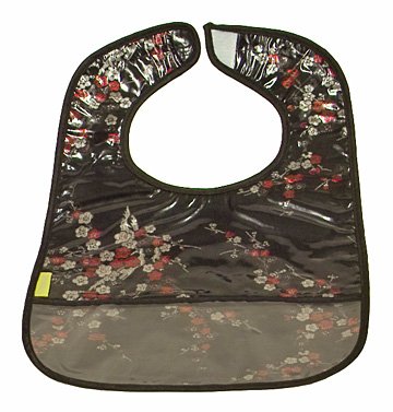 Black/Red-Silver Cherry Blossom-'I Frogee' Baby Bibs