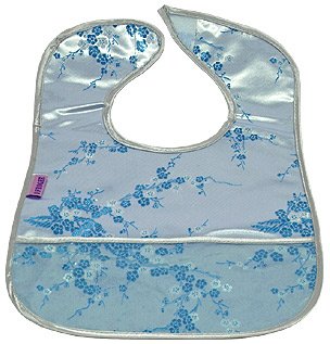 Silver/Skyblue Cherry Blossom-'I Frogee' Baby Bibs