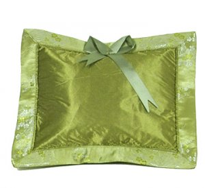Olive Green Cherry Blossom Brocade - I Frogee Baby Pillow