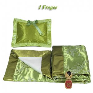 Olive Green Cherry Blossom Brocade - I Frogee Baby Gift Set
