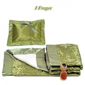 Olive Green Fortune Flower Brocade - I Frogee Baby Gift Set