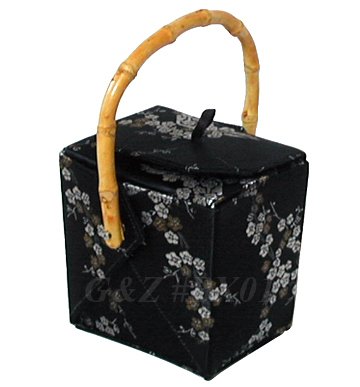BX01 Black/Silver+Gold Take-Out-Box Handbags(Cherry Blossom Brocade)