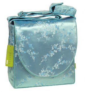 IFD45 - Sky Blue/Silver Cherry Blossom - 'I Frogee' Boxy Diaper Bags
