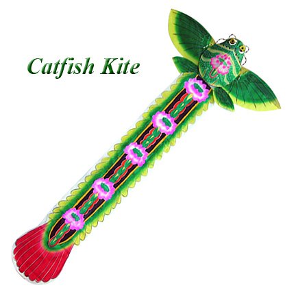 Large Silk Catfish Kite - Green