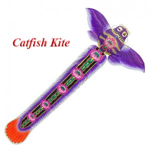 Large Silk Catfish Kite - Purple