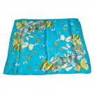 DFJ004 Large Square Chinese Silk Scarf - Skyblue Butterflies