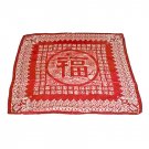 DFJ001 Large Square Chinese Silk Scarf - Red FU (Happiness/Fortune)