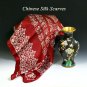 DFJ001 Large Square Chinese Silk Scarf - Red FU (Happiness/Fortune)