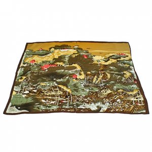 DFJ006 Large Square Chinese Silk Scarf - Lotus & Butterflies