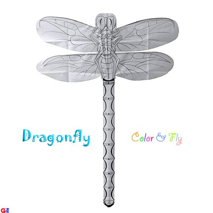 2 Chinese Rayon Plain Dragonfly Kites For Coloring & Flying
