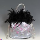 Feathered Draw-String Handbags(Silver Dragonfly Brocade)
