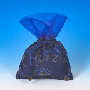 Dark Blue Mini Pull-Close Pouch(Glittering Embroidery)