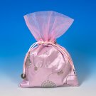 Light Pink Mini Pull-Close Pouch(Glittering Embroidery)