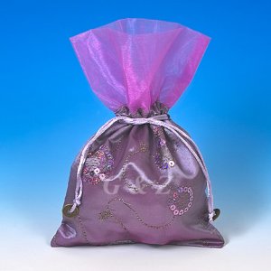 Light Purple Mini Pull-Close Pouch(Glittering Embroidery)