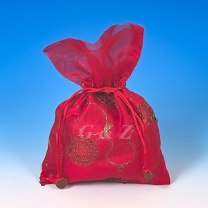 Red Mini Pull-Close Pouch(Glittering Embroidery)