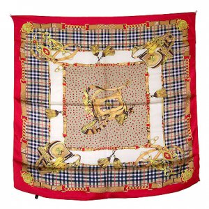 DFJ016 Large Square Silk Scarf - Red Leather Accessories
