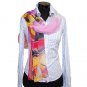 CSJ010 Chiffon Georgette Long Scarf Shawl - Red/Pink/Yellow