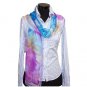 CSJ011 Chiffon Georgette Long Scarf Shawl - Purple Flowers