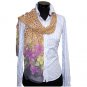 CSJ015 Chiffon Georgette Long Scarf Shawl - Flower & Leopard Print