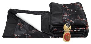 Black w/Red-Silver Cherry Blossom Brocade Baby Blankets