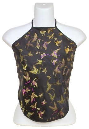 Chinese Butterfly Brocade Halter Tops - Black - 1 Size Fits Most (DU DOU)