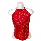 Chinese Dragonfly Brocade Halter Tops - Red - 1 Size Fits Most (DU DOU)