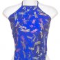 Chinese Dragonfly Brocade Halter Tops - Blue - 1 Size Fits Most (DU DOU)