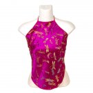 Chinese Dragonfly Brocade Halter Tops - Hot Pink - 1 Size Fits Most (DU DOU)