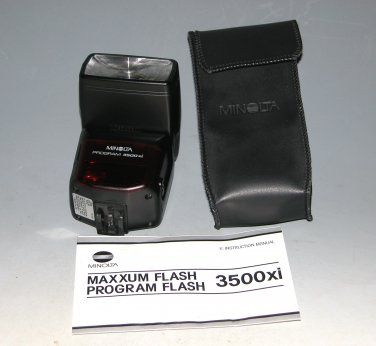 Minolta Program 3500xi Shoe Mount Flash w/Case & Manual