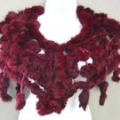 Burgundy Rabbit Fur Shawl