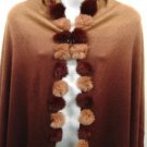2 Tone Brown Rabbit Fur Shawl