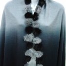 2 Tone Black Rabbit Fur Shawl