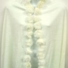 Creme Rabbit Fur Pom Shawl