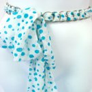 White & Blue Poka Dot Chiffon Sash Belt 100RSASH3