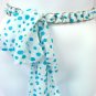 White & Blue Poka Dot Chiffon Sash Belt 100RSASH3