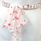 White & Pink Poka Dot Chiffon Sash Belt 100RSASH8