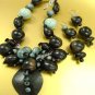 Grey Wood Beads Necklace Set 1N0301052